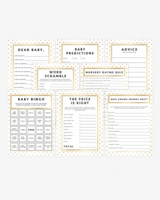 Gold Baby Shower Games Bundle Printables By Littlesizzle - Paper #8935744