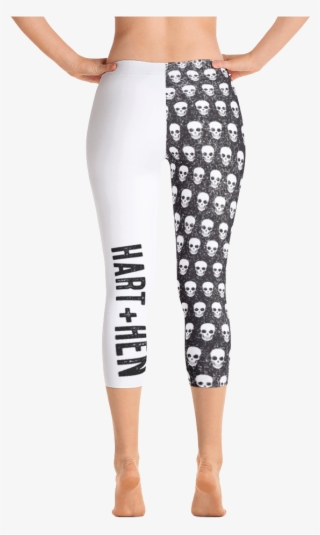 Black Skull One Leg Capri Leggings - Capri Pants #8944717
