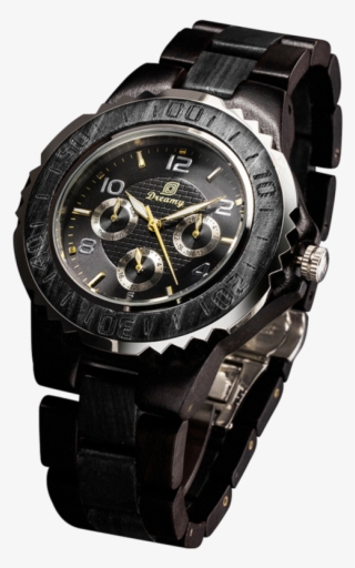 Mens Six Hands Multifunction Display Black Wood Watch - Bosch Power Tools Watch #8947186