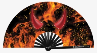 Devil Horn Bamboo Circuit Party Uv Glow Fan By Fabulous - Hand Fan #8947233