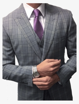 Gray And Purple Window Pane Three Piece Suit Ballers - Gray With Blue Windowpane Suit #8947735