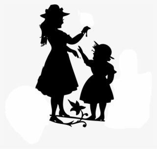Kadın Çocuk Anne Isı Elbise Makaslı Tip Siluet - Daughter And Mother Black And White Clipart #8950656