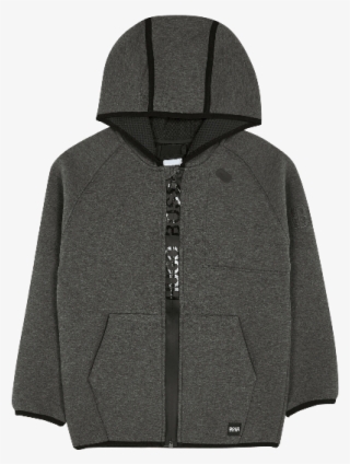 Gray Neoprene Hooded Jacket - Hoodie #8952728