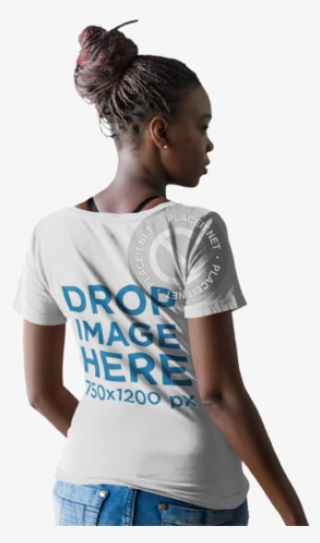 Back Of A Woman With Dreadlocks Wearing A T-shirt Mockup - Girl #8957541