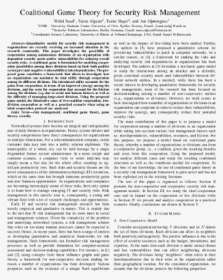 Coalitional Game Theory For Security Risk Management - Document #8965874