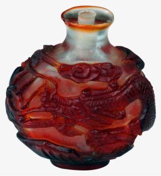 Chinese Red Dragon Glass Snuff Bottle Circa - Vase #8970168