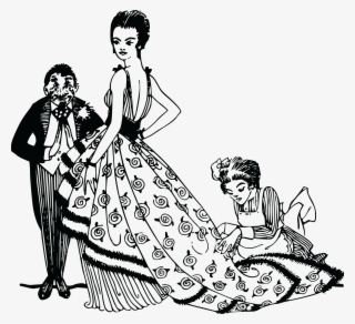 Free Clipart Of A Retro Rich Woman Being Dressed By - Rich Woman Drawing Png #8971536
