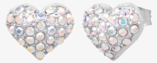 Earring Heart Pave Aurora Borealis - Earrings #8979472