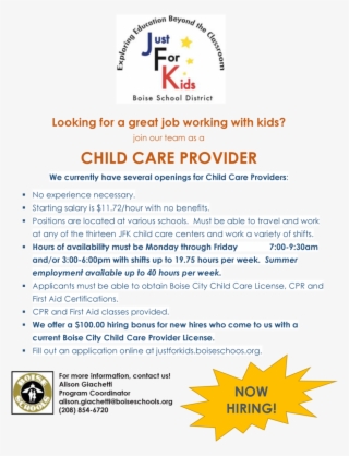 Looking For A Great Job Working With Kids Join Our - Boise School District #8979987