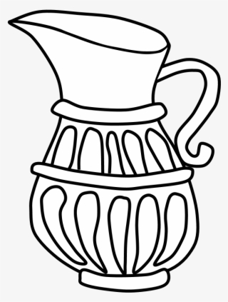Jug Of Oil, Hanukkah, Black And White, Png - Line Art #8985472