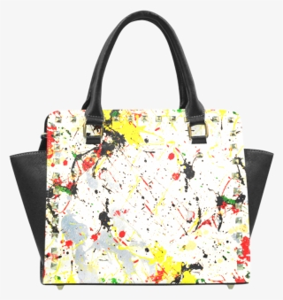 Yellow & Black Paint Splatter Rivet Shoulder Handbag - Apron With Paint Splatter #8988539