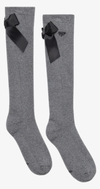 Dark Melange Socks With A Black Bow - Sock #8990645