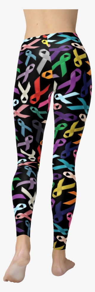 Cancer Ribbons Black Leggings - Tights #8997432