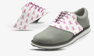 Men's Breast Cancer Pink Ribbons On White Saddles & - Slip-on Shoe #8997487