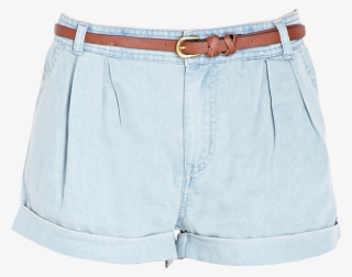 Pleated Chambray Shorts W/ Belt - Pocket #8999515