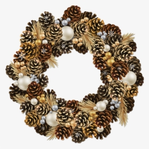 Graphic Transparent Transparent Christmas Wreath With - Pine Cone Christmas Wreath Png #92503