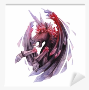 Watercolor Crystallizing Unicorn Wall Mural • Pixers® - Redbubble Watercolor Crystallizing Demonic Horse Unisex #92805