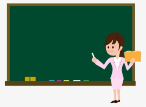 Download Female Teacher On Blackboard In Classroom - Teacher With Blackboard Png Cartoon #93485