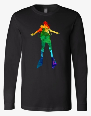 Watercolor Scuba Diver Unisex Long Sleeve T-shirt - Long-sleeved T-shirt #93868