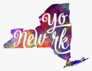 Bleed Area May Not Be Visible - New York State Shape Watercolor #94802