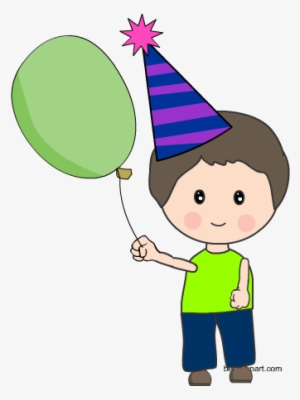 Cute Birthday Boy Holding A Balloon Clip Art Image - Cartoon #95089