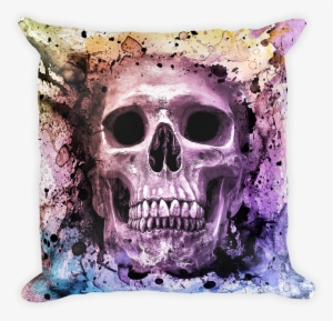 Watercolor Skull Square Pillow - Pillow #95156