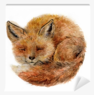 Watercolor Cute Sleepy Fox Isolated On White - Black Forest Decor Baby Fox Indoor/outdoor Pillow #95939