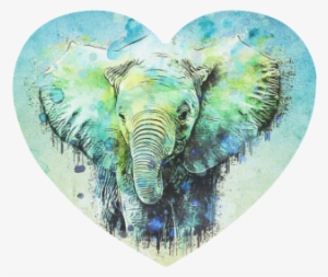 Watercolor Elephant Heart-shaped Mousepad - Watercolor Elephant #97150