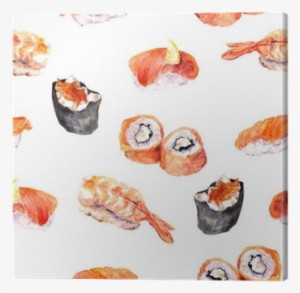 Sushi, Roll, Gunkan Seamless Sea Food Pattern - Oliver Gal Blakely Home 'eat Sushi' Canvas Art (16x20), #99269