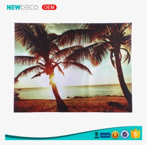 Oil Paintings Palm Trees, Oil Paintings Palm Trees - Art Print: Bryant's Bimini Sunset, 19x38in. #99946