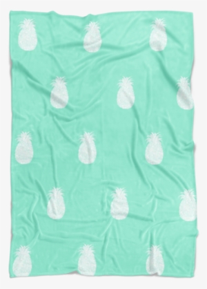Mint With White Pineapples Fleece Throw #900564