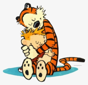 Sleeping Tigger And Boy Hug Clipart Png - Calvin And Hobbes Hug #902057