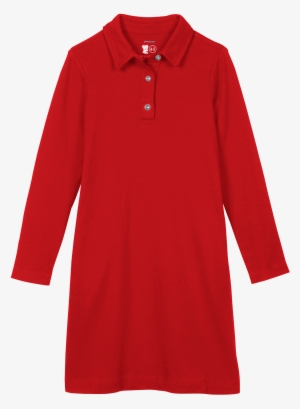 Child Wearing The Long Sleeve Polo Dress In Kids Size - Dress #907066