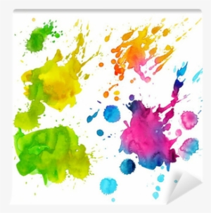 Set Of Watercolor Colorful Drops And Spray On A White - Watercolor Painting #907372