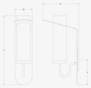 Shown In White With Hewn Brass Accents - Technical Drawing #907736