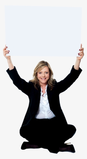 Girl Holding Banner Png Image - Holding Up A Whiteboard #908610