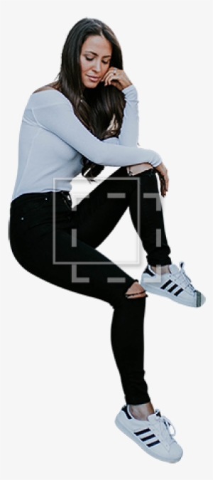 Woman In Adidas Shoes Sitting Casually - Cut Out Person Sitting #908704