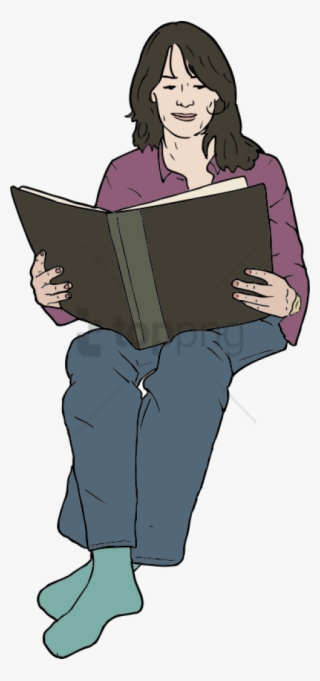 Lady, Woman, Reading, Cartoon, Book, Sitting - Woman Reading Clipart #908728