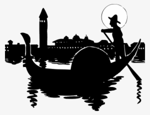 Water, City, Silhouette, Cartoon, Italy, Italian, Boat - Venice Clipart #909689