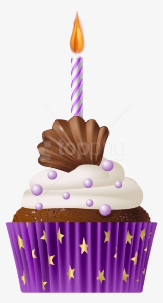 Free Png Download Birthday Muffin Purple With Candle - Cupcake Clipart With Candle Png #9006361