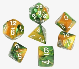 Gemini Polyhedral Gold Green White X7 - Dice Game #9009538