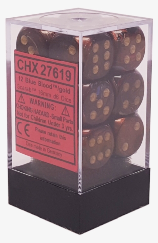 Scarab Blue Blood With Gold 16mm D6 - Chocolate Bar #9009790