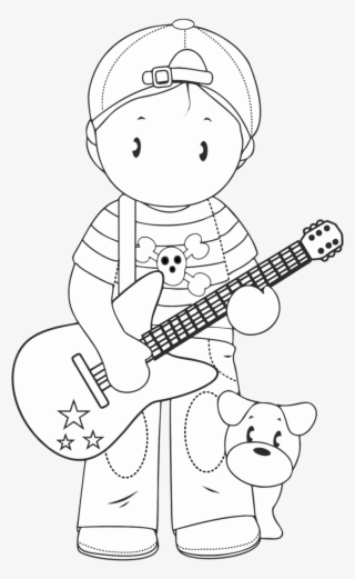 Andy With Guitar Free Digi Stamp - Cartoon #9012155