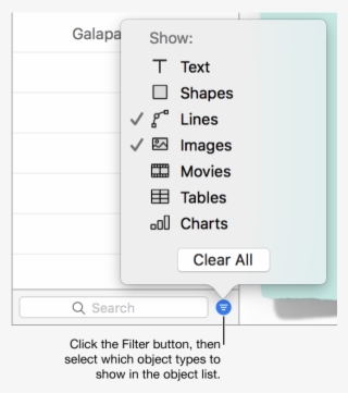 The Filter Pop-up Menu Open, With A List Of The Types - List #9012882