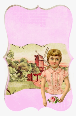 Label, Vintage, Girl, Mill, Landscape, Paper, Child - Illustration #9014001
