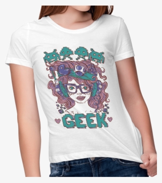 Picture Of Geek Girl T Shirt - T-shirt #9014754