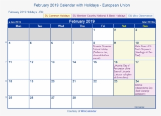 February 2019 Holidays Calendar - Calendar With Canadian Holidays 2019 #9017260