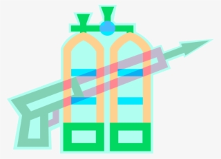 Vector Illustration Of Scuba Diving Tanks With Spear - Illustration #9017710