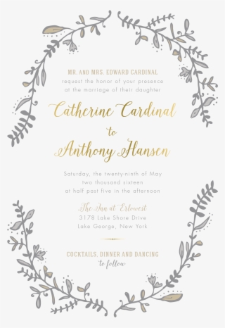 Greenery Wedding Invitation, Hand Drawn Floral Wedding - Wedding Invitation #9023511