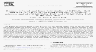 Raman, Infrared And Force Field Studies Of K212c2o4h2o - Document #9026644